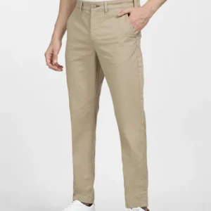 BEIGE MID RISE ORGANIC COTTON PANTS