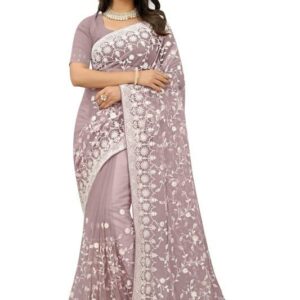 Lavender Zari Resham Stone Saree