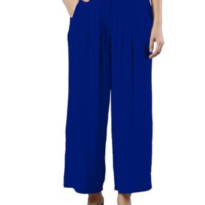 Femmora Comfortable Fit Flared Leg Pleated Palazzo, Soft and Lightweight Rayon Fabric with Front Zip Button Closure and 2 Side Pockets, for Women,Pack of 1