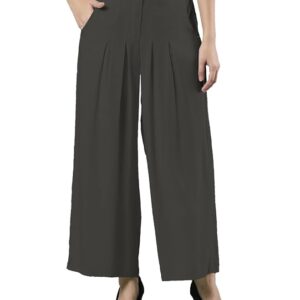 Femmora Comfortable Fit Flared Leg Pleated Palazzo, Soft and Lightweight Rayon Fabric with Front Zip Button Closure and 2 Side Pockets, for Women,Pack of 1