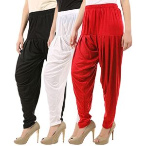 Ultra Soft Rayon Viscose Solid Attractive Pleated Pattern Casual wear Patiala Pants for Womens - Pack of 3 pcs