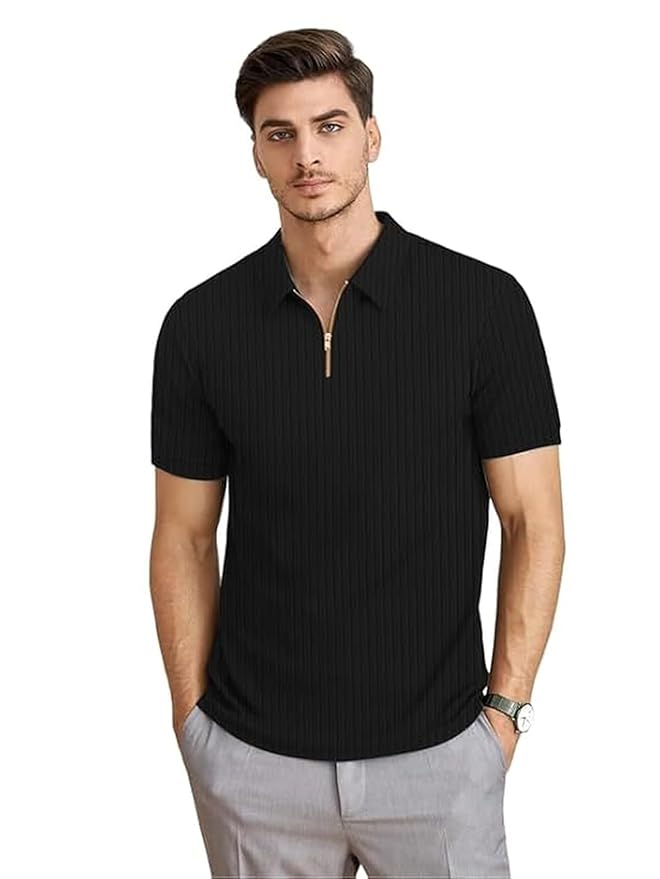 Men?s Chain Collar Polo T-Shirt ? Medium