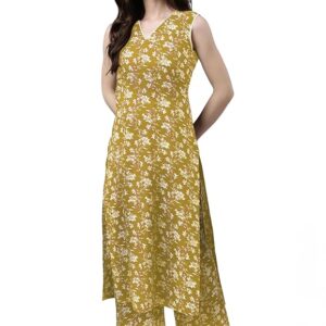Janasya Women's Pure Cotton Floral Printed Straight Co-Ord Set