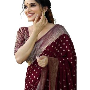 Women's Kanjivaram Soft Silk Banarasi Saree With Blouse Piece | Banarasi Sari For Women | Saree with Blosepiece