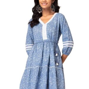 Indya Women's Cotton Fit and Flare Standard Length Dresses