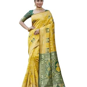 Yashika Women's Banarasi Kanjivaram Silk Woven Saree | Animal Printed Patola Silk Saree for Women