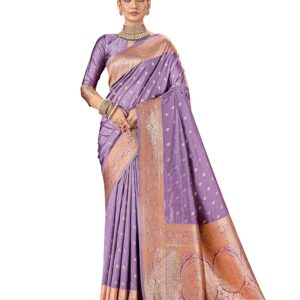 Mehrang Women's Pure Kanjivaram Silk Saree Banarasi Silk Wedding Sarees for Women with Blouse Piece